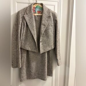 VINTAGE Diane Von Furstenberg Gray Herringbone Skirt Suit Set